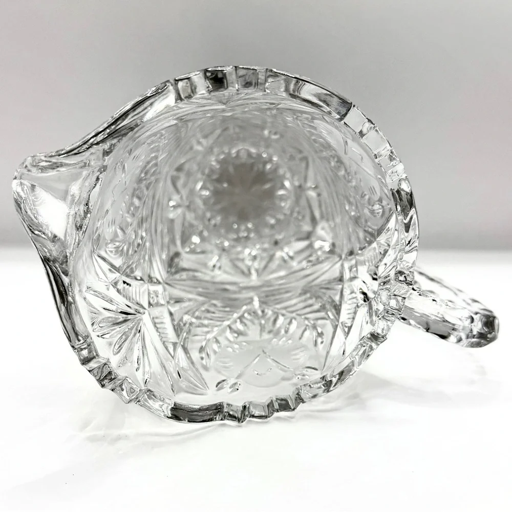 Vtg Cut Crystal Pitcher Heavy Lead‎ Glass w/ Frosted Flower & Fern Pattern 8.5
